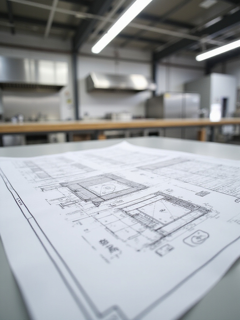 Blueprint of industrial kitchen design focusing on pest entry point prevention