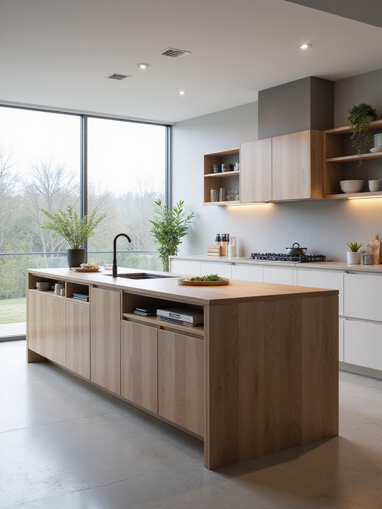 Modern kitchen island design featuring future-proofing elements like adaptable storage and integrated technology.