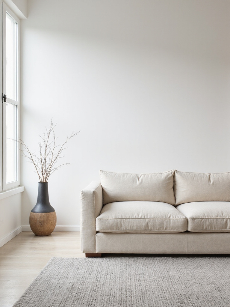 Minimalist living room with neutral color palette