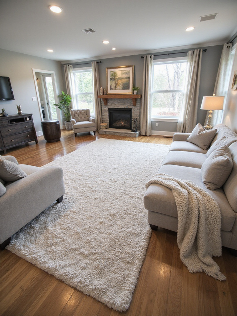 Modern living room layout demonstrating optimal traffic flow with clear pathways.