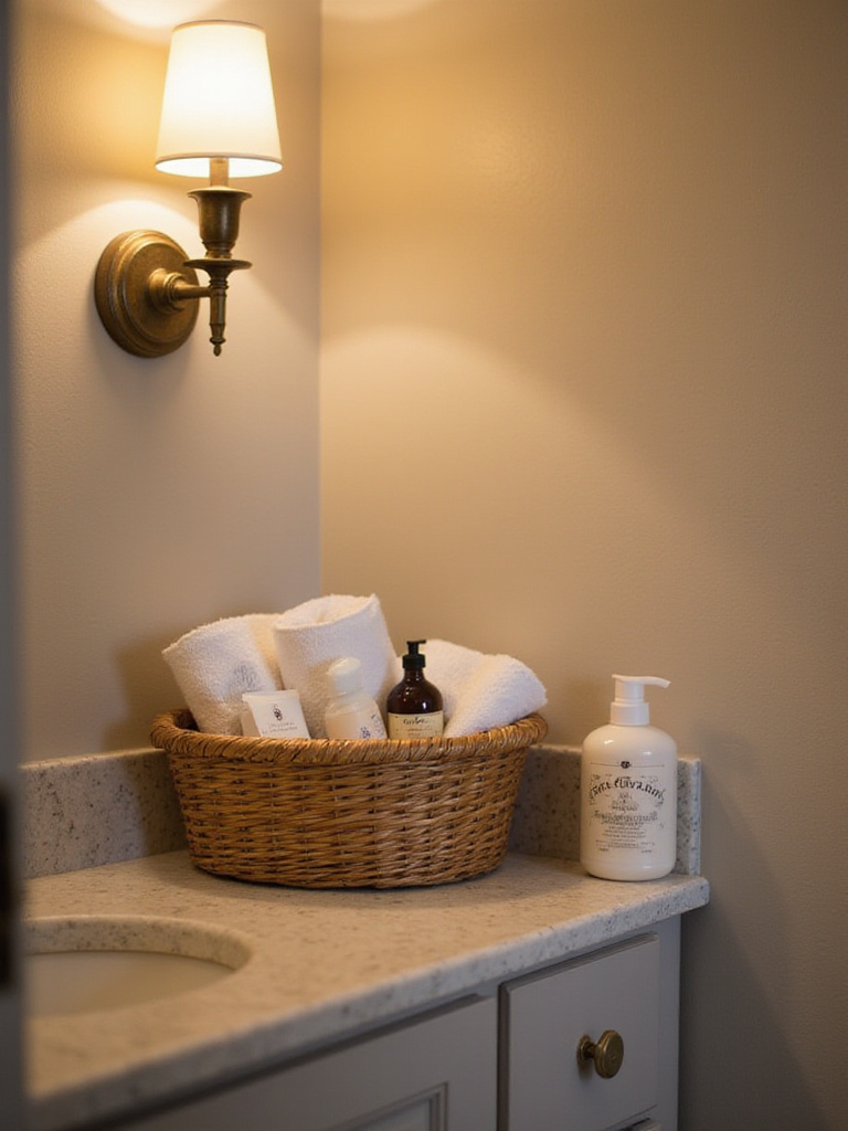 Elegant powder room with thoughtful details for guest comfort