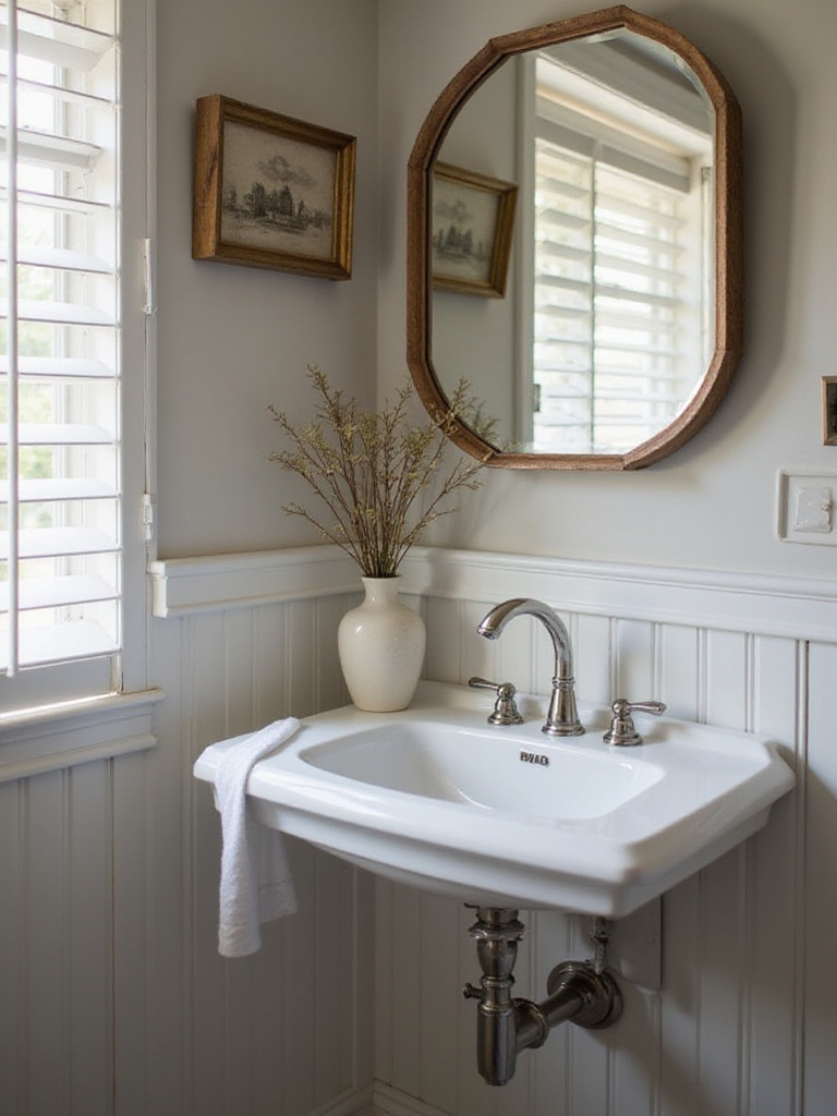 A stylish corner sink in a small bathroom maximizing space and functionality