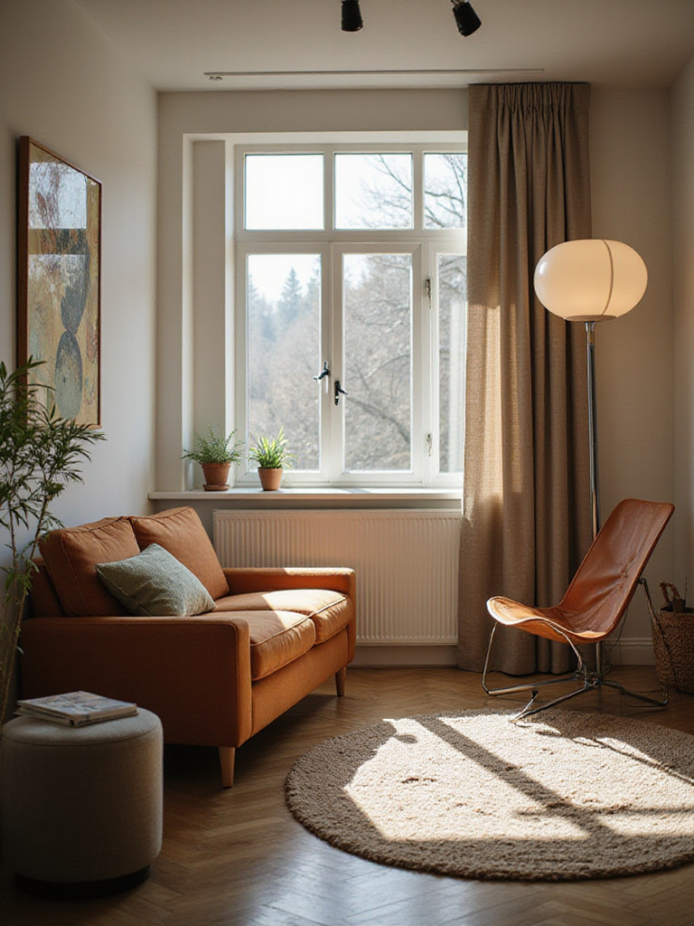 Modern living room arrangement with emphasis on lighting needs