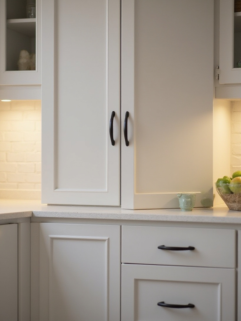 Modern kitchen cabinet with soft-closing hinges showcased in a professional portrait photo.
