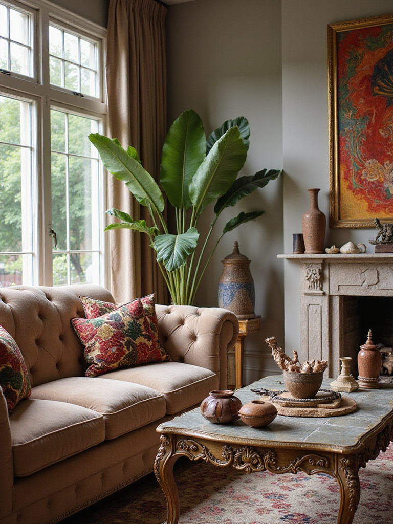 Luxury living room with unique accessories reflecting personal style