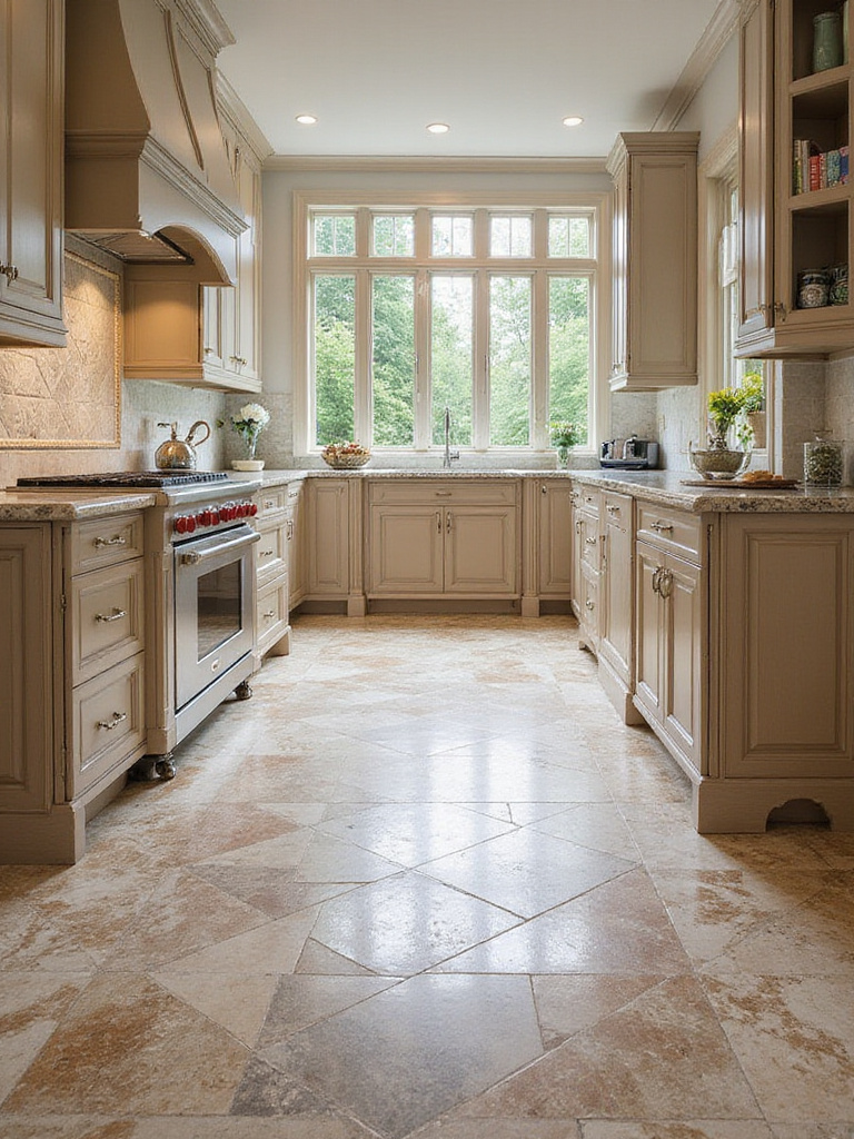 Luxury kitchen with elegant tiles showcasing a blend of aesthetics and functionality.