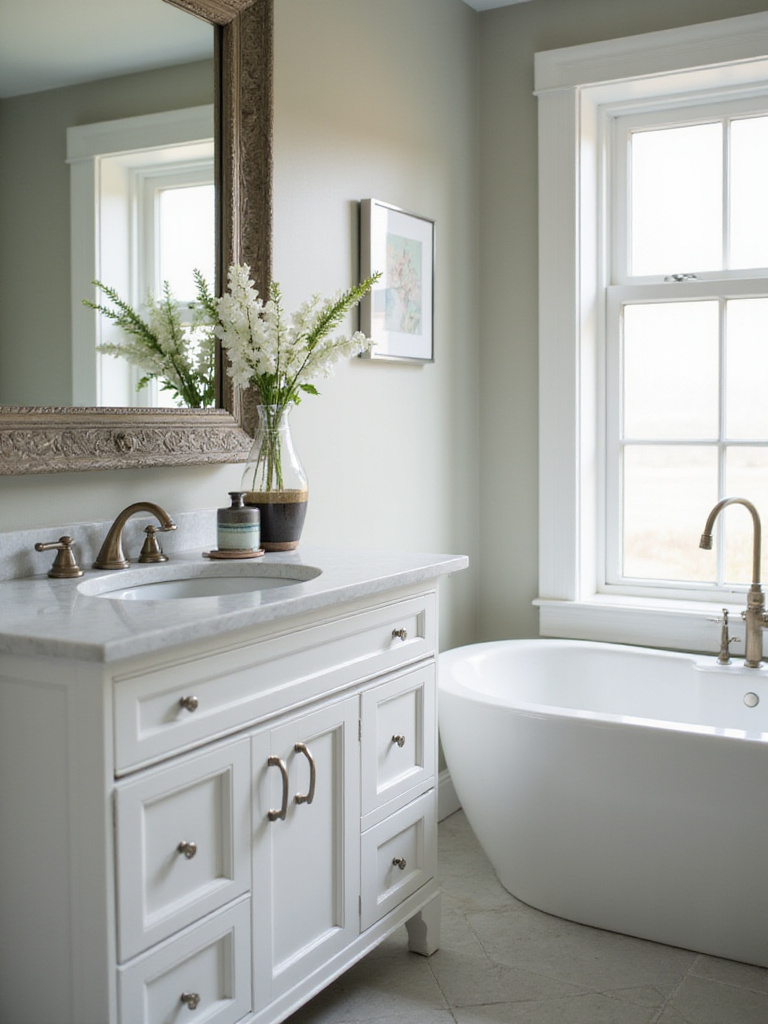 Professional photo of a painted bathroom vanity showcasing durability and aesthetics.