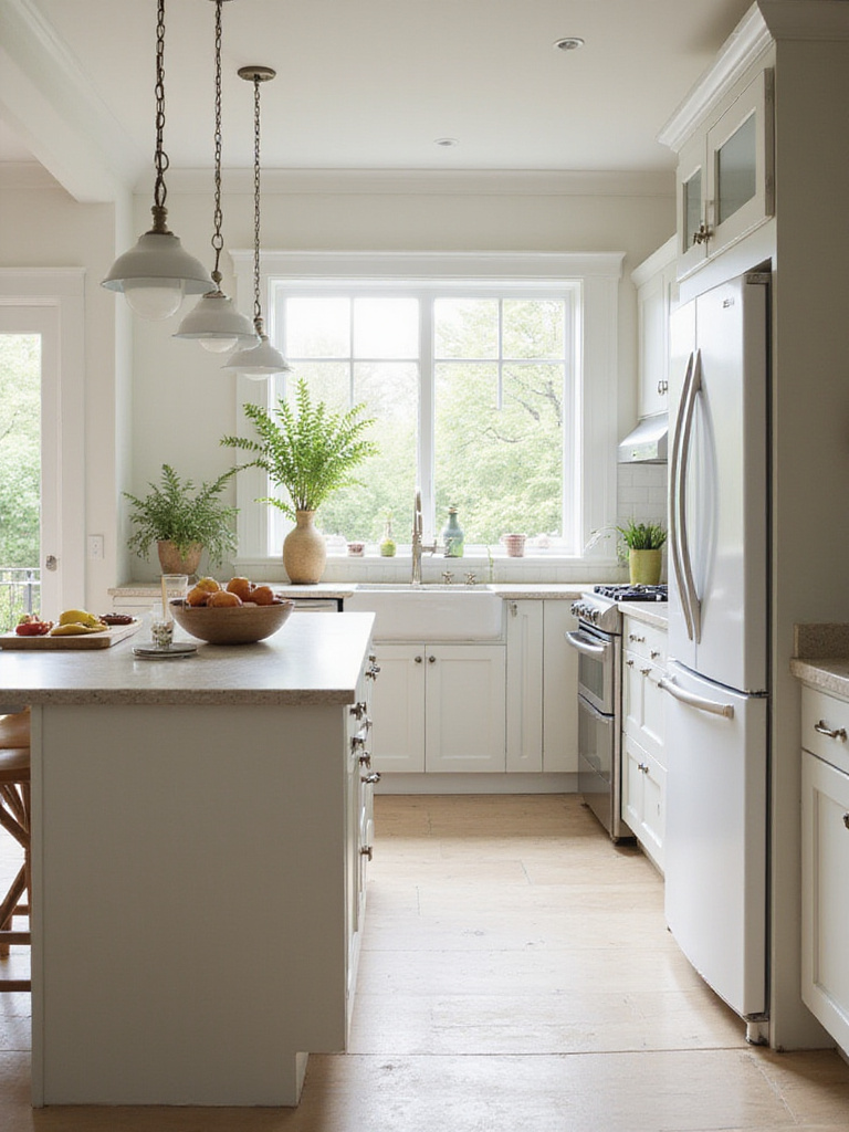 Eco-friendly kitchen with low-VOC painted cabinets showcasing a clean and toxin-free environment.