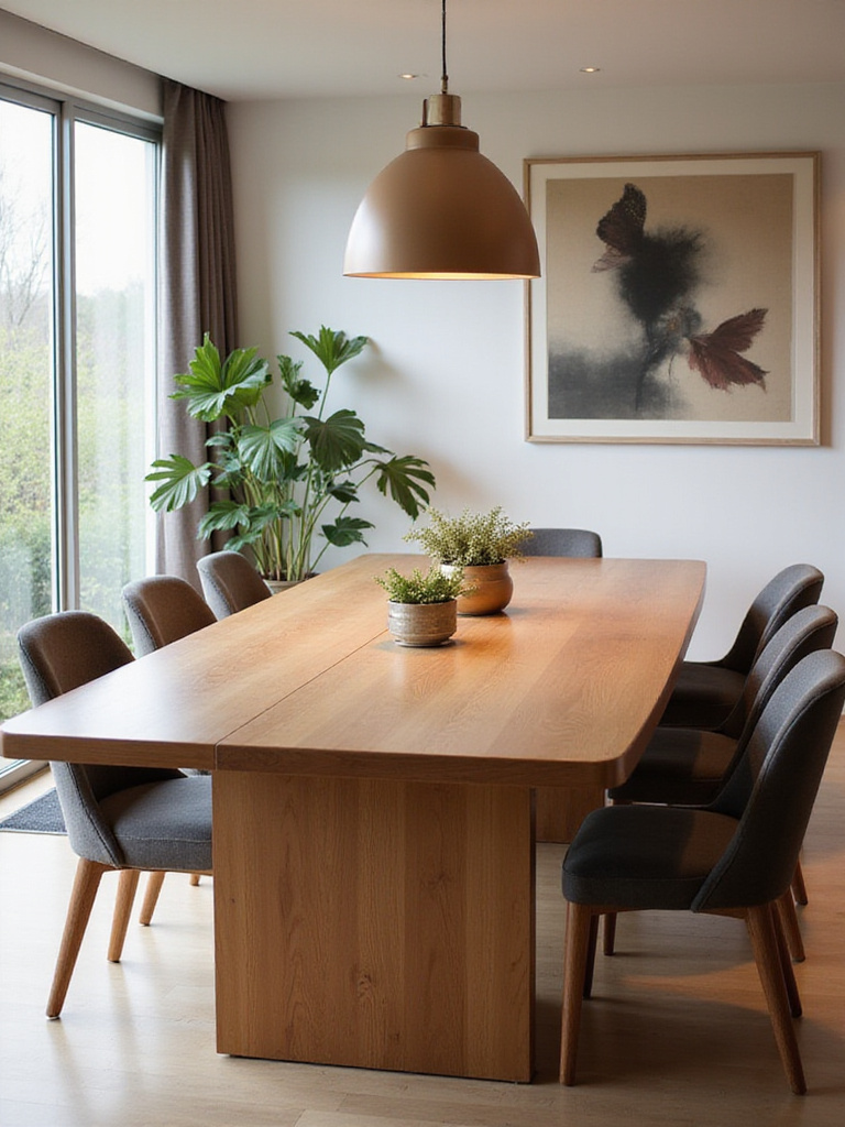 Modern dining table design in a contemporary setting with natural lighting.