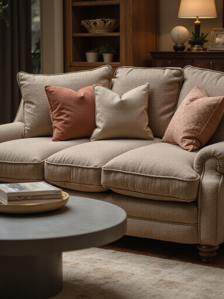 Luxurious living room with high-performance upholstery fabric sofa and elegant decor