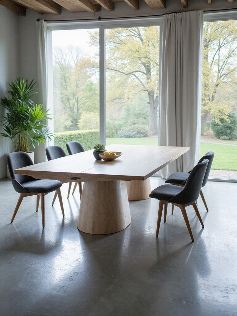 Modern dining room with optimal traffic flow around the dining table