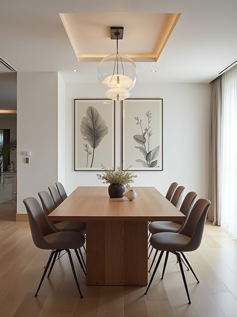 Modern dining room table in a stylish contemporary setting